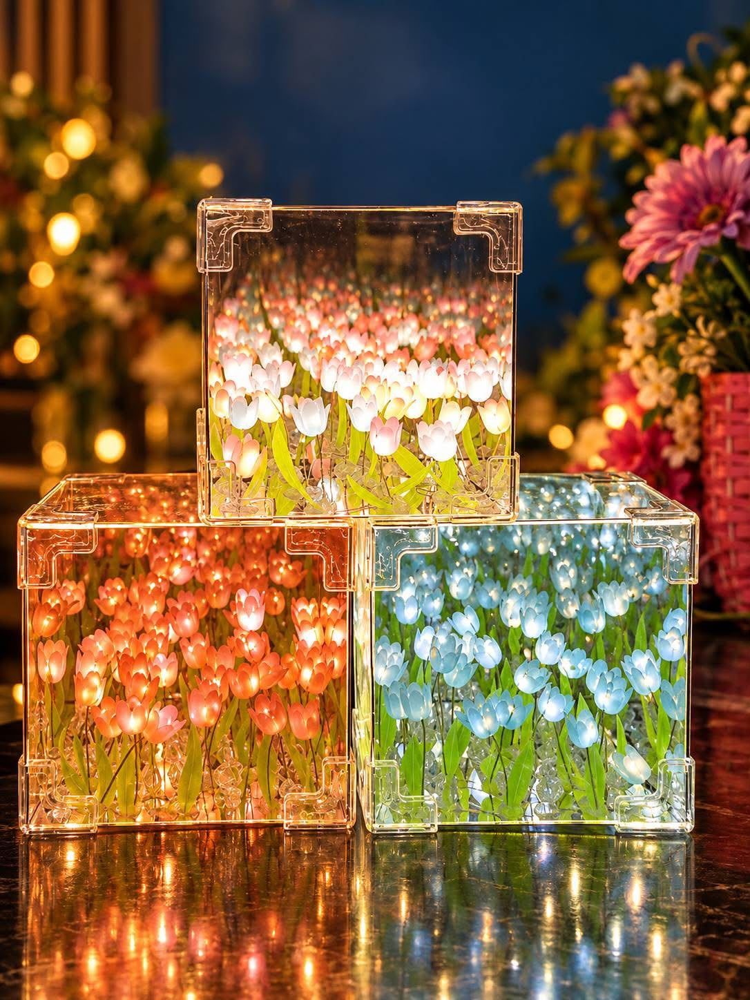 Premium USB Tulip Box | LED Decorative Flower Lamp | Gift & Room Decoration